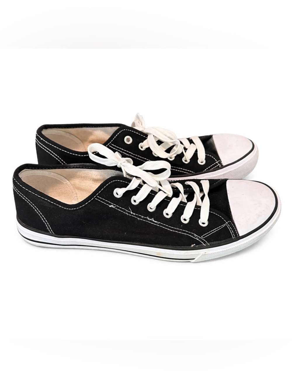 OT Revolution Mens 10 Black Canvas Low Top Sneakers Lace Up Casual Shoes